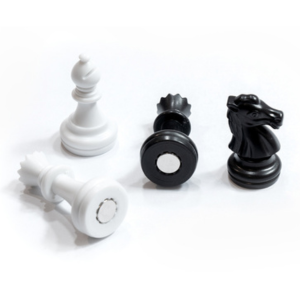 4 chess pieces showing neodymium magnet bottom