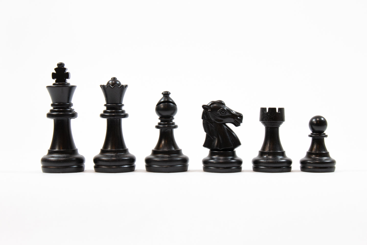 6 black chess pieces