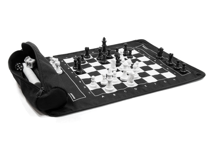 MagBoard with Chess setup and playing pouch open